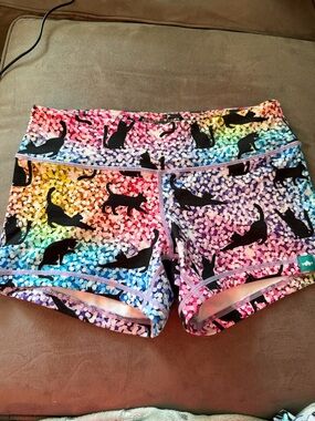 Wodbottom Rainbow Cat Print Athletic Shorts